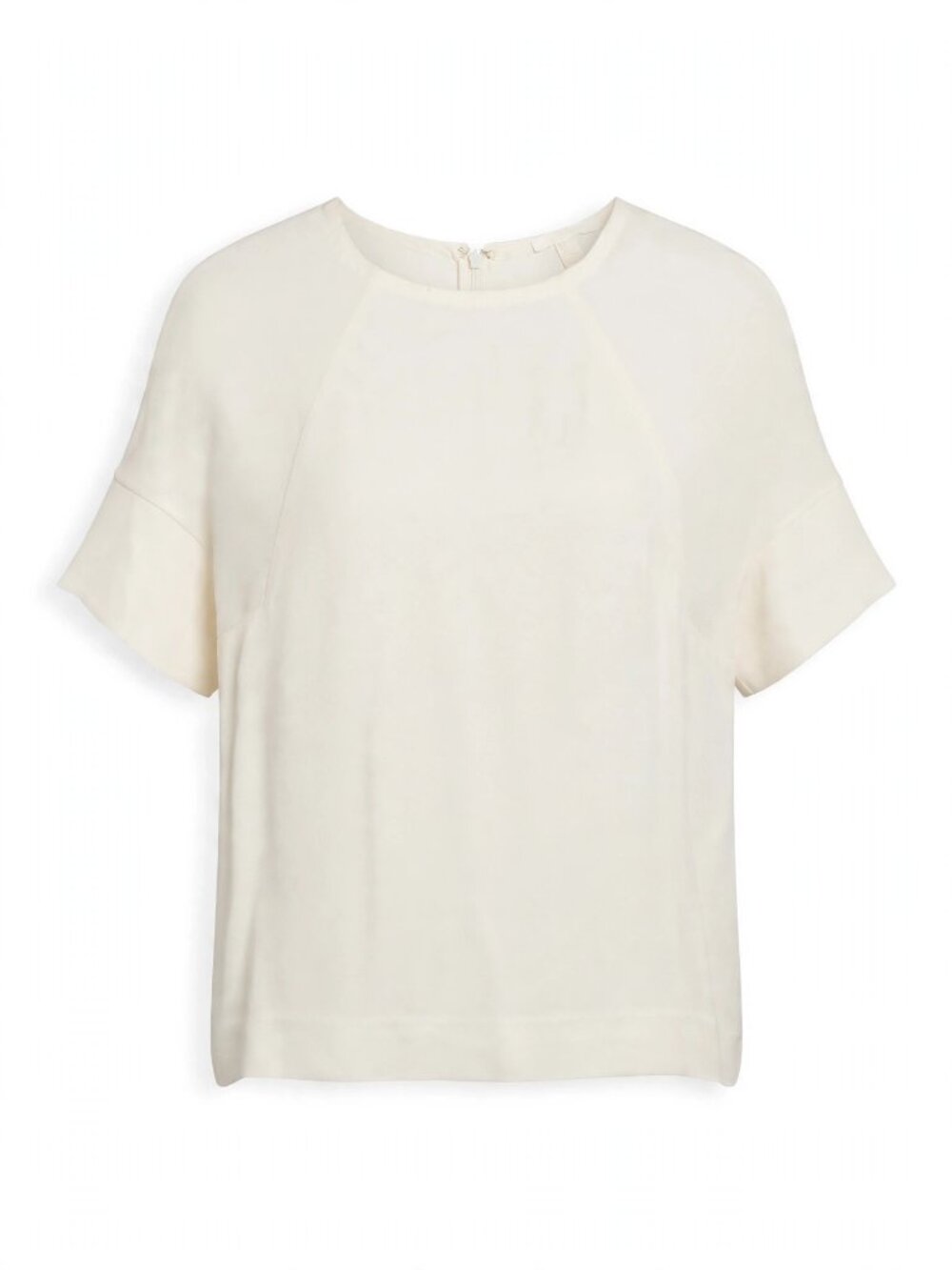 COS White Short Sleeve Blouse Round Neck Back Zip Size 2